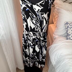 Tori Richard Black and White Midi Dress